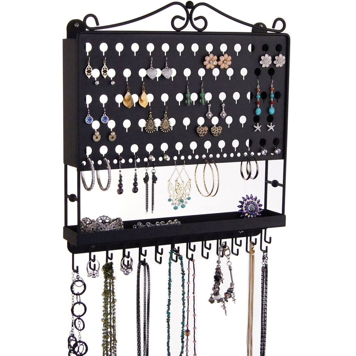 Vintage Style Black Metal Wire Mesh Cylinder Floral Design Earring Holder  Hanger Jewelry Organizer - Zen Merchandiser