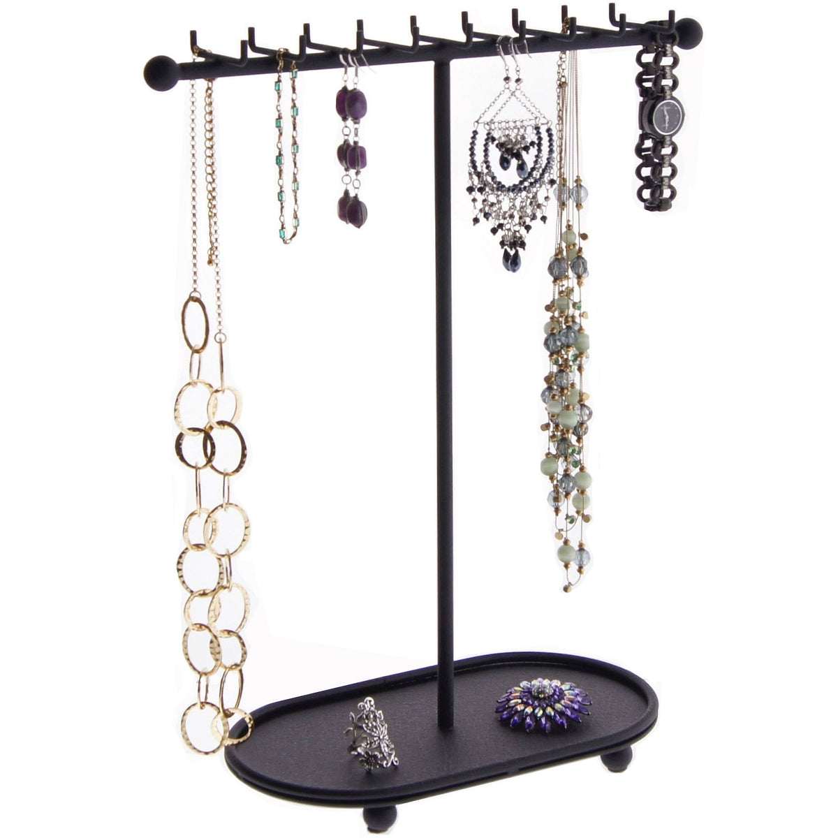 Angelynn's Large Earring Holder Organizer Tree Stand Hanging Jewelry  Storage Necklace Rack, Laela Rubbed Bronze - Zen Merchandiser