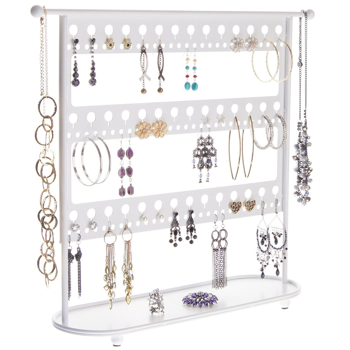 1 Piece Of White Earring Storage Rack For Household Large-capacity Necklace  And Earring Storage Tool Vertical Earring Display Rack