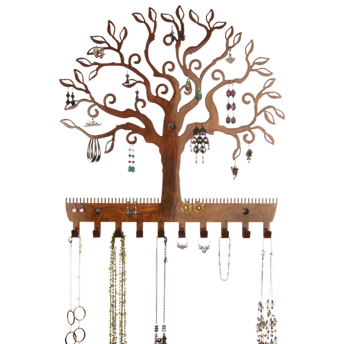 Angelynn's Large Earring Holder Organizer Tree Stand Hanging Jewelry  Storage Necklace Rack, Laela Rubbed Bronze - Zen Merchandiser