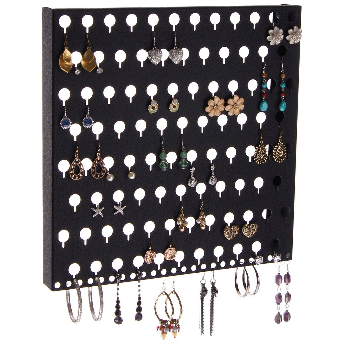 Angelynn's Wall Earring Holder Organizer for Big Large Hoop Long Post Stud  Earrings Hanging Jewelry Closet Storage Rack with Shelf, Rose Black