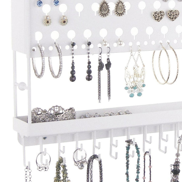 Distressed White Wall Hanging Earring Organizer, Wall Jewelry Display,  Jewelry Organizer, Earring Display Rack, Custom Ornate Earring Holder